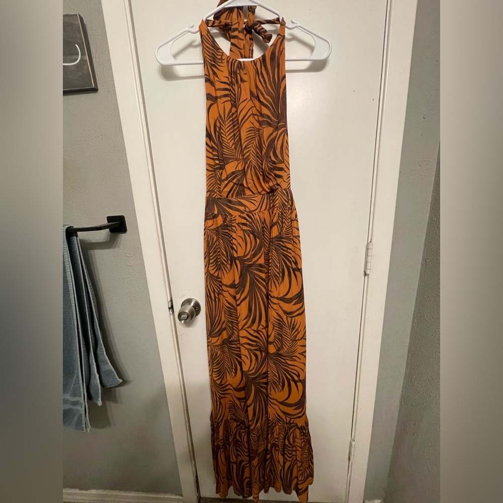 Mink Pink Finley Tropical Halter  Maxi Dress M NWT